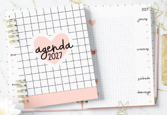 Portada de la agenda Kit Pink Hearts