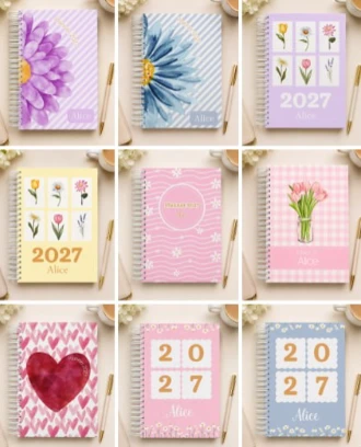 Colección de agendas 2027 florales y personalizadas